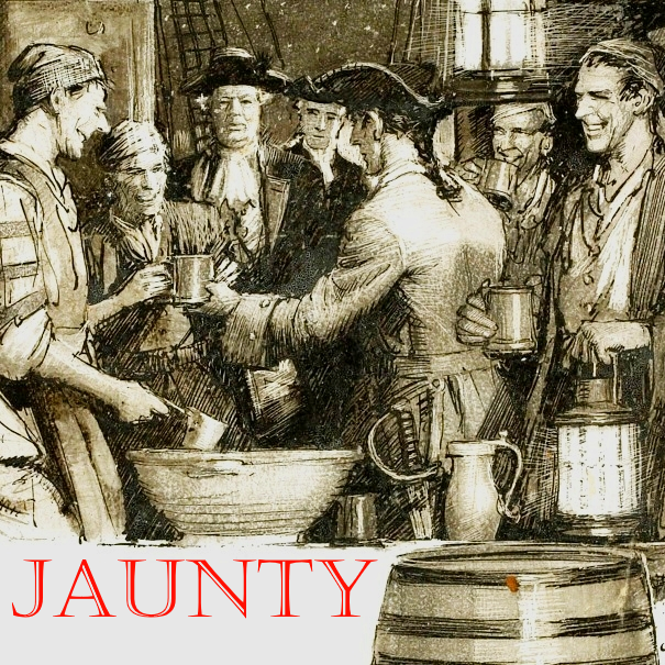 Jaunty profile image of Georgian seamen drinking in a pub